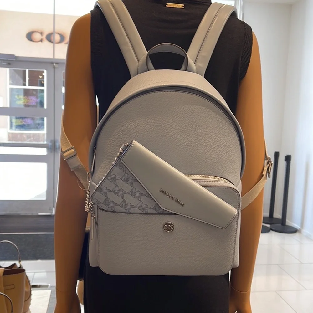MICHAEL KORS Maisie Medium Pebbled Leather 2-in-1 Backpack Denim NWT